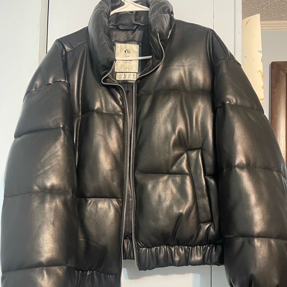 Abercrombie Vegan Leather puffer Jacket